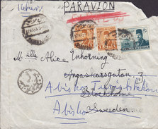 Egypt Egyptr EXPRESS (Erased) Airmail Par Avion Luftpost CAIRO 1953 Cover Brief Sweden REadressed Censor (2 Scans) - Storia Postale