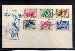 TRIESTE B 1952 SPORT SPORTS SERIE COMPLETA SOPRASTAMPATI DI YUGOSLAVIA JUGOSLAVIA OVERPRINTED COMPLETE SET FDC - Luftpost