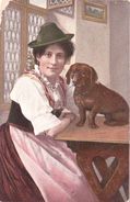 AUSTRIA - TIROL Trachten, Woman With Dog ! - Chiens