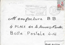 MARTINIQUE - FORT DE FRANCE   - FORT DE FRANCE 9 H DE PARIS SANS ESCALE   -  PAR AVION - 1967  FLAMME N°1736 - 1960-.... Briefe & Dokumente