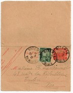 Entier De BIZERTE Pour La France  1911 - Lettres & Documents