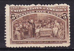 United States 1893 1893 Mi. 77   5c. Columbus MNG (Mint No Gum)* (2 Scans) - Nuovi