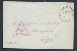 Egypt 1916 WWI Censored Soldiers Mail To Alexandria - 1915-1921 Protettorato Britannico