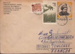 Lettre Entier De Pologne Par Avion  Lodz 9-5-84 Pour Toulouse - Airplanes