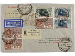 ZEPPELIN. 1932 (22-IX). TRIPOLITANIA. TRIPOLITANIA A BRASIL. Precioso Franqueo, Circulada Por GRAF... - Otros & Sin Clasificación