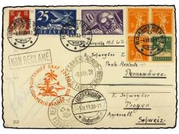 ZEPPELIN. 1932 (4 Julio). SWITZERLAND. ROMANSHORN A TROGEN. 5(3) + 10 Cts., 25 Cts., 40 Cts. Y 1 Fr.... - Autres & Non Classés