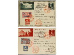 ZEPPELIN. 1930 (14-X). SUIZA. 2 Tarjetas De 10 Rp. Y 20 Rp. Con Franqueos Adicionales... - Altri & Non Classificati