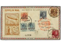 ZEPPELIN. 1930 (18 Mayo). SPAIN. SEVILLA A USA. 50 Cts. (8), 1 Pta. (2), 4 Pts. Y 10... - Other & Unclassified