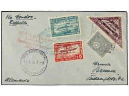 ZEPPELIN. 1933 (1 Julio). ASUNCIÓN A ALEMANIA. 50 Ctvos., 9 P., 13,5 P., 16 P.... - Autres & Non Classés