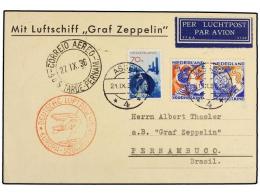 ZEPPELIN. 1936 (27-IX). HOLANDA. ASSEN A PERNAMBUCO (Brasil) Con Franqueo Holandés Circulada Por... - Andere & Zonder Classificatie