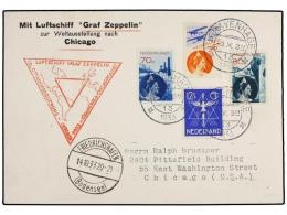 ZEPPELIN. 1933 (14-X). HOLANDA. GRAVENHAGE A CHICAGO (USA) Con Franqueo Holandés, Circulada Por... - Autres & Non Classés