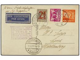 ZEPPELIN. 1930 (Nov. 8). NETHERLANDS. LZ 127 Flight Card Franked By 1½c., 21c. On 22... - Andere & Zonder Classificatie