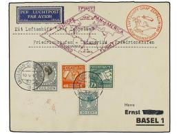 ZEPPELIN. 1930 (10 Mayo). NETHERLANDS. AMSTERDAM A BASEL. 40, 50 Y 75 Cent. Y 5 Gul. Circulada Por... - Autres & Non Classés