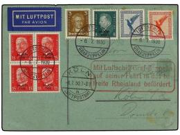 ZEPPELIN. 1930 (July 6). GERMANY. Multi-franked LZ 127 Flight Card For Roundflight, With 8 Adhesives Tied By... - Other & Unclassified