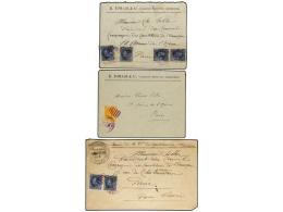 VENEZUELA. 1901. TRES Cartas De CIUDAD BOLÍVAR A FRANCIA Con Franqueos De 25 Cts. Azul (2), 25... - Autres & Non Classés