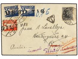 URUGUAY. 1930. MONTEVIEDO A AUSTRIA.  5 Mil. Negro, Tasada A La Llegada Con Sellos De Austria De 5... - Other & Unclassified