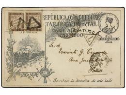 URUGUAY. 1901. MONTEVIDEO A FRANCIA. Entero Postal De 2 Cts. Negro Tasado A La Llegada Con Sellos Franceses... - Autres & Non Classés