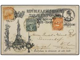 URUGUAY. 1900. MONTEVIDEO A WIL (Suiza). Entero Postal De 2 Cts. Negro Con Franqueo Adicional De 1 Cto, 2... - Otros & Sin Clasificación