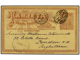 URUGUAY. 1898. MONTEVIDEO A LONDRES. Entero Postal Doble De 3 + 3 Ctvos. Castaño. Raro Circulado,... - Other & Unclassified