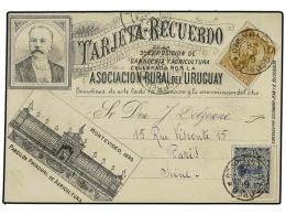 URUGUAY. Sc.108, 110. 1896. Delightful Illustrated Advertising Card For The ´Asociacion Rural De... - Otros & Sin Clasificación