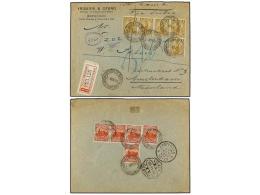 URUGUAY. Sc.108 (5), 112 (5). 1895. MONTEVIDEO A HOLANDA. 1 Cto. Oliva (5) Y5 Cts. Rojo (5), Al Dorso... - Autres & Non Classés