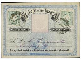 URUGUAY. 1882. MONTEVIDEO. Entero Postal De La Sociedad Filatélica Uruguaya Con Franqueo De 1 Cto.... - Otros & Sin Clasificación