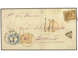 URUGUAY. 1879 (19.2). MONTEVIDEO A TORINO. Circulada Con Sello De 20 Cts. Castaño Claro, Tasada... - Other & Unclassified