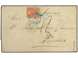 URUGUAY. 1876. Cover To BORDEAUX With 1866 Perforated 20 C. Tied By MONTEVIDEO Cds In Blue With... - Other & Unclassified