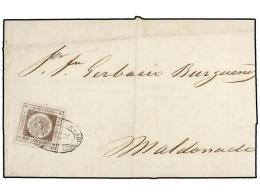 URUGUAY. Sc.13. 1863. MONTEVIDEO A MALDONADO. 60 Cts. Castaño Lila (tipo 10). Magnífico. F.... - Otros & Sin Clasificación