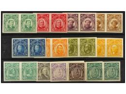 ** FILIPINAS. Sc.340/53 (without 352). 1925-31. Complete Set (without 4 Pesos) IMPERFORATE Pairs, Hinged.... - Autres & Non Classés