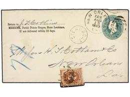 ESTADOS UNIDOS. Sc.J-2. 1883. NEW ORLEANS Postal Stationary Envelope Of 3 Cents. Green With Circular Mark... - Autres & Non Classés