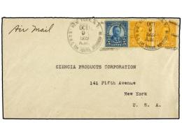 ESTADOS UNIDOS. Sc.443, 448 (2). 1929. Cover To NEW YORK, 5 Cts. Blue And 10 Cts. Yellow (2) With... - Other & Unclassified