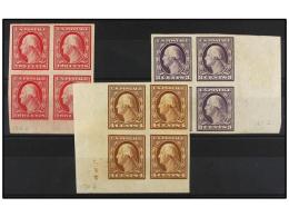 ** ESTADOS UNIDOS. Sc.344/46 (4). 1908-09. 2 Cts., 3 Cts. And 4 Cts. Block Of Four, Imperforate,... - Other & Unclassified