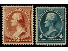 (*) ESTADOS UNIDOS. Sc.210/11. 1883. 2 Cts. Red-brown, 4 Cts. Blue Green, Without Gum. FINE.... - Other & Unclassified