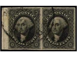 ° ESTADOS UNIDOS. Sc.17 (2). 12 Cts. Black. Horizontal Pair, Large Margins. Oustanding Quality. - Otros & Sin Clasificación