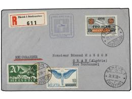 SUIZA. 1938 (22-V). ZURICH A ORAN. Primer Vuelo PRO-AEREO. - Autres & Non Classés