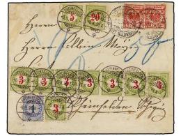 SUIZA. 1898. ALEMANIA A RHEINFELDEN. 10 Pf. Rojo (2), Tasada A La Llegada Con Sellos Suizos De 1 Rp.... - Autres & Non Classés