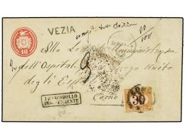 SUIZA. 1871. VEZIA To COMO. 10 Rp. Red Envelope Taxed On Arrival With Italian 30 Cts. Stamp.... - Autres & Non Classés