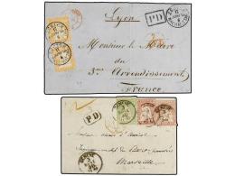 SUIZA. 1858-59. 2 Covers To FRANCE With 20 + 20 Rp. And 15+15+40 Rp. - Autres & Non Classés