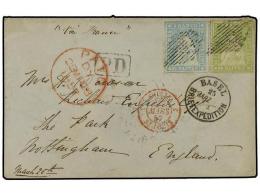 SUIZA. 1857 (March 25). Cover From Basel To Nottingham/UK Franked By 1855-57 10r. Pale Milky Blue And... - Autres & Non Classés