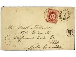 SUECIA. 1893. TRANERGD (Sweden) To U.S.A. Envelope With Original Contents, Circulated Without Stamps. Taxed On... - Autres & Non Classés