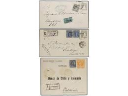 CHILE. 1907-23. Conjunto De 10 Enteros Postales Circulados Por Correo Certificado Con Franqueos Adicionales. - Other & Unclassified