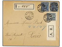 CHILE. Sc.30, 71 (2). 1907. TALCA A PARÍS. 5 Ctvos. Azul (2) Y 15 Ctvos. Verde Gris, Carta... - Otros & Sin Clasificación