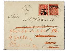 CHILE. Sc.50, 60. 1905. VALDIVIA A SOERABAYA (Java) Y Reexpedida A ST. GALLEN (Suiza). 5 S. 30 Cts. Rojo Y... - Other & Unclassified