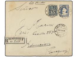 CHILE. Sc.30. 1902. SANTIAGO A ASUNCIÓN (Paraguay). Entero Postal De 5 Ctvos. Azul Con Franqueo... - Autres & Non Classés