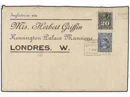 CHILE. Sc.41, 31. 1900. IQUIQUE A LONDRES. 5 Cts. Azul Y 20 Ctvos. Gris, Franqueo Mixto De Dos... - Autres & Non Classés