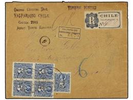 CHILE. Sc.28 (5). 1899. VALPARAISO A BÉLGICA. 5 Cts. Azul (sello Y Bloque De Cuatro), Carta... - Autres & Non Classés