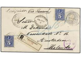 CHILE. Sc.28 (2). 1897. VALPARAÍSO A HOLANDA. Entero Postal De 10 Cts. Gris Con Franqueo Adicional De... - Autres & Non Classés