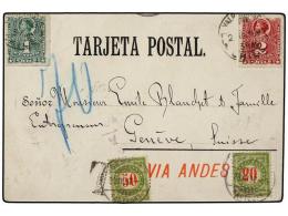 CHILE. Sc.37, 38. 1897. VALPARAISO A GINEBRA (Suiza). Tarjeta Postal ´Recuerdos De Valparaiso´... - Autres & Non Classés