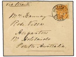 CHILE. Sc.29. 1895. VALPARAISO A ANGASTON (Australia Del Sur). 10 Cts. Naranja, Circulada Vía... - Autres & Non Classés